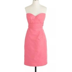 New 4 JCREW Raquel Sheath Dress Strapless Cotton Formal Salmon Pink Short Small